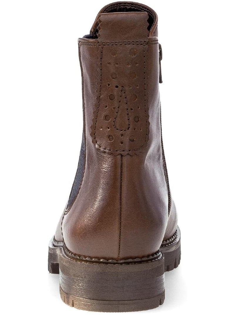 Bottines chelsea  en cuir lisse Marron - Kiabi
