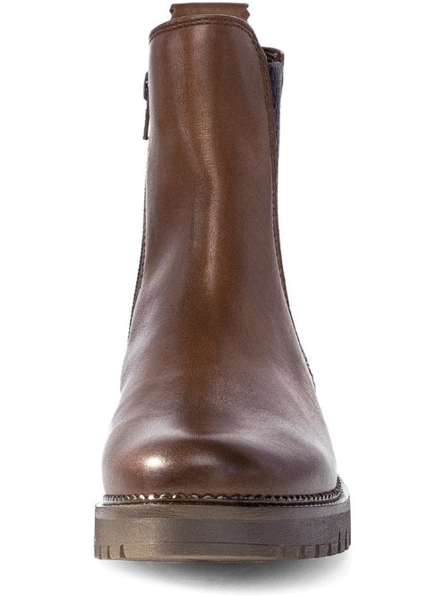 Bottines chelsea  en cuir lisse - Kiabi