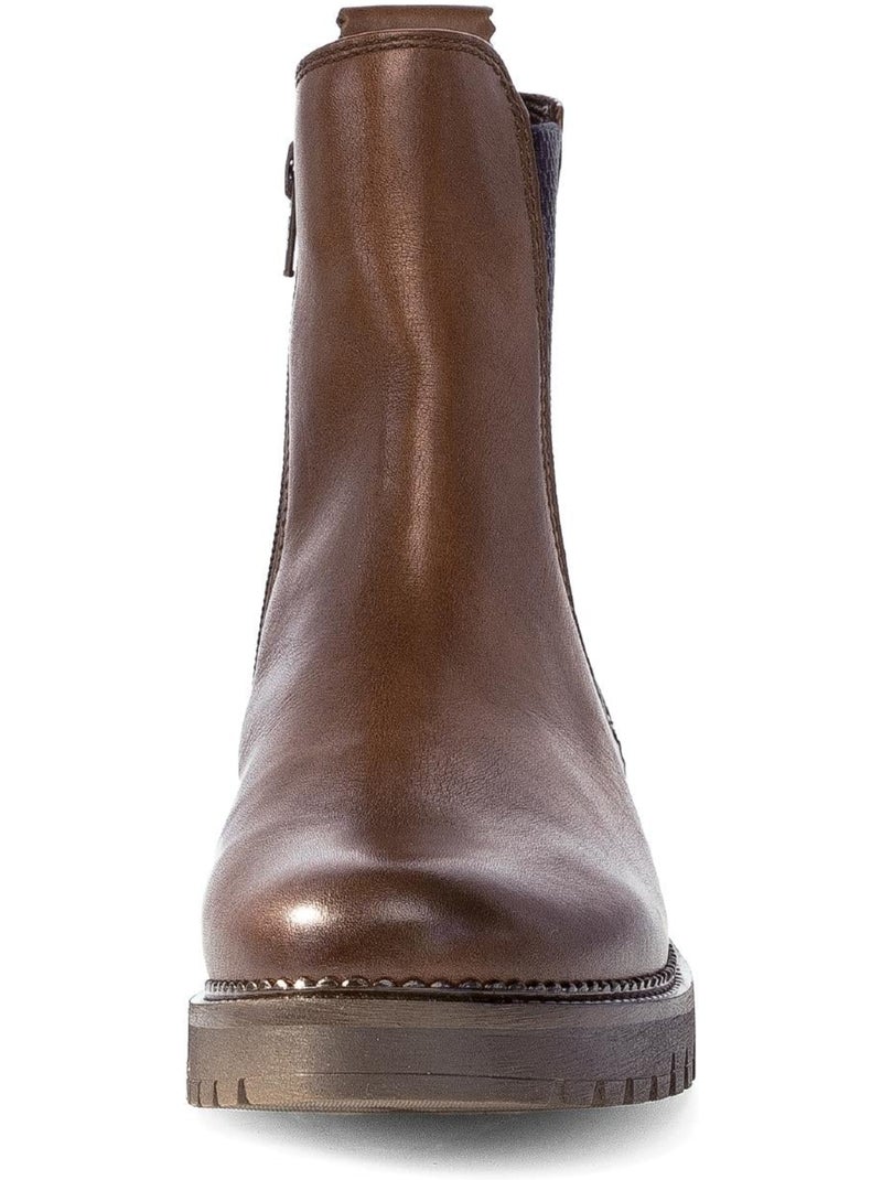 Bottines chelsea  en cuir lisse Marron - Kiabi