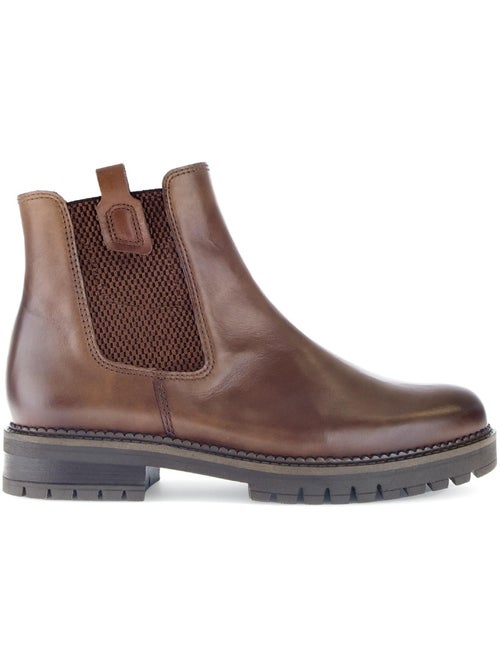 Bottines chelsea  en cuir lisse - Kiabi