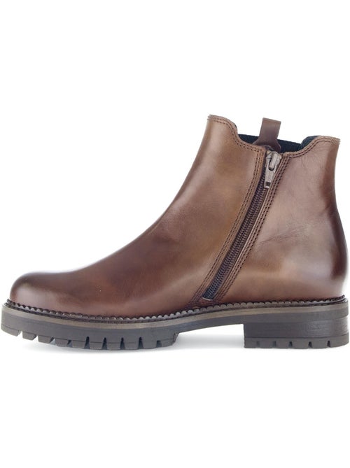 Bottines chelsea  en cuir lisse - Kiabi