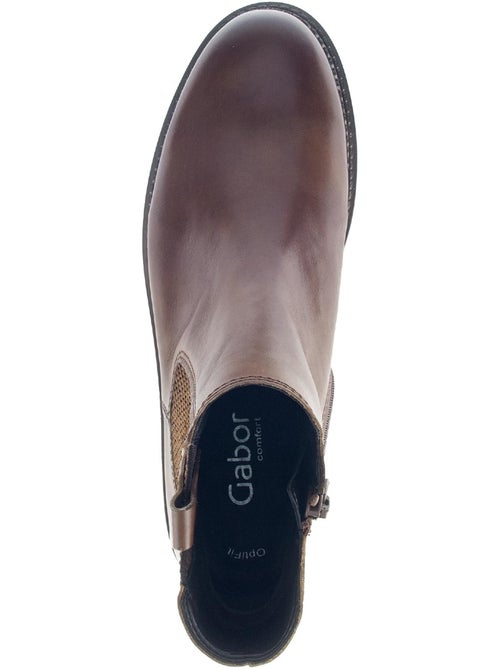 Bottines chelsea  en cuir lisse - Kiabi