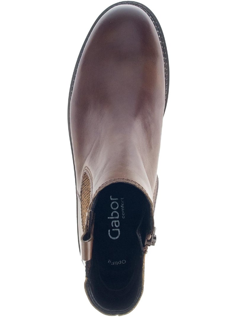 Bottines chelsea  en cuir lisse Marron - Kiabi