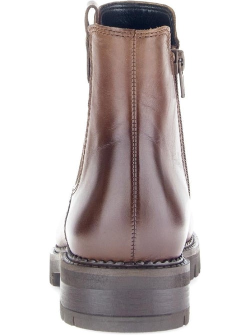 Bottines chelsea  en cuir lisse - Kiabi
