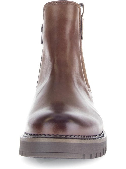 Bottines chelsea  en cuir lisse - Kiabi
