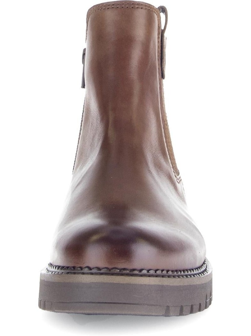 Bottines chelsea  en cuir lisse Marron - Kiabi