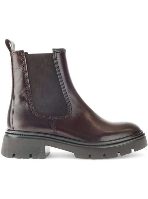 Bottines chelsea  en cuir lisse - Kiabi