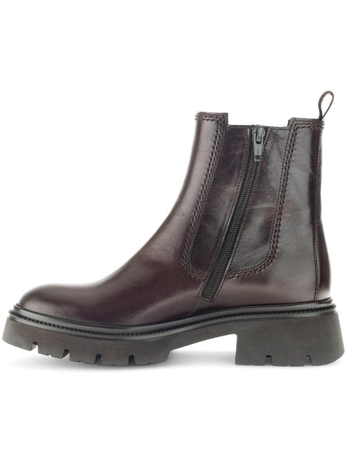 Bottines chelsea  en cuir lisse - Kiabi