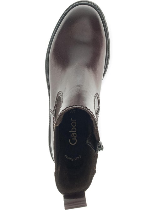 Bottines chelsea  en cuir lisse - Kiabi