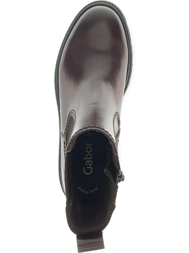 Bottines chelsea  en cuir lisse Marron - Kiabi