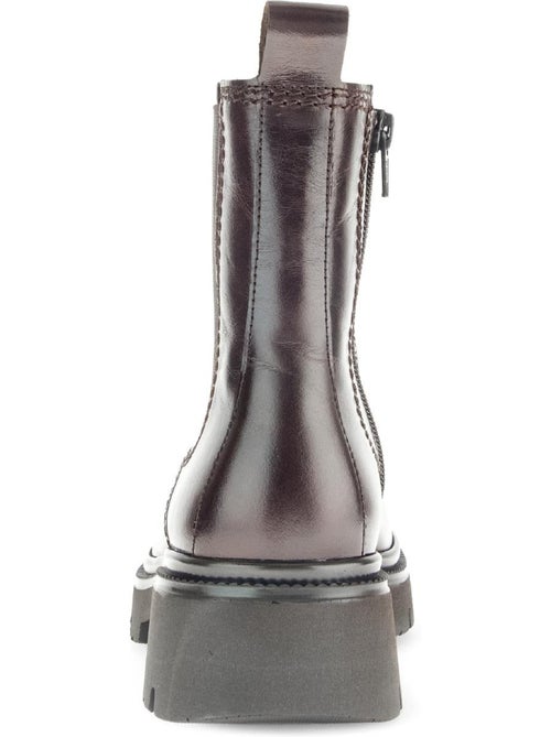 Bottines chelsea  en cuir lisse - Kiabi