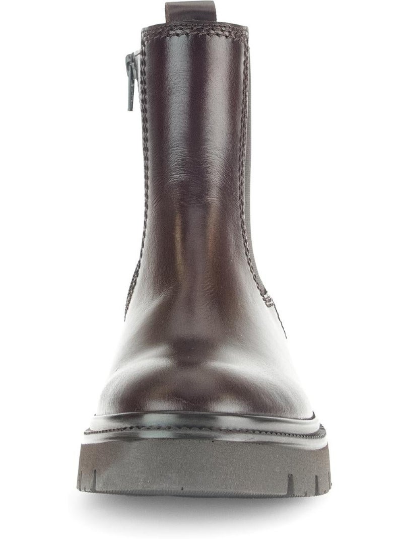 Bottines chelsea  en cuir lisse Marron - Kiabi