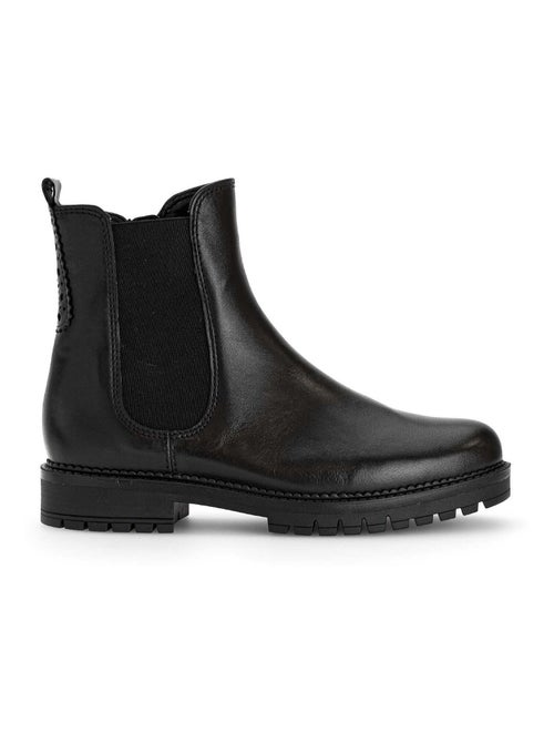 Bottines chelsea  en cuir lisse - Kiabi