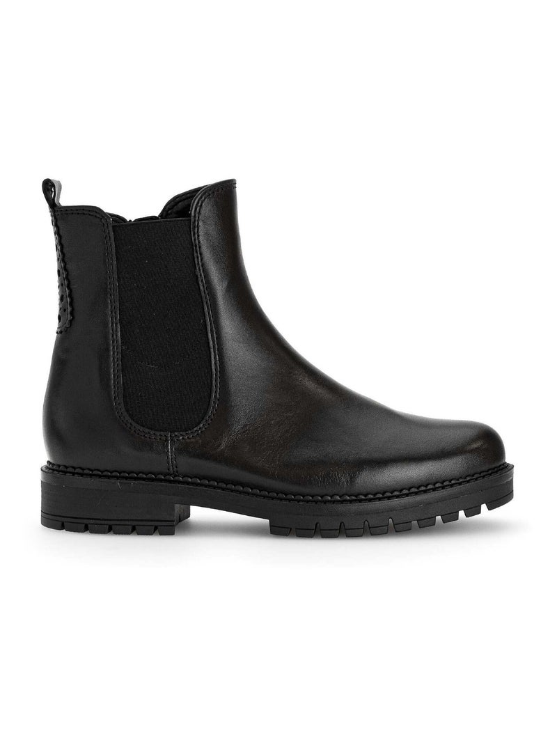 Bottines chelsea  en cuir lisse Noir - Kiabi