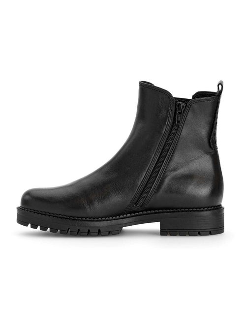 Bottines chelsea  en cuir lisse - Kiabi