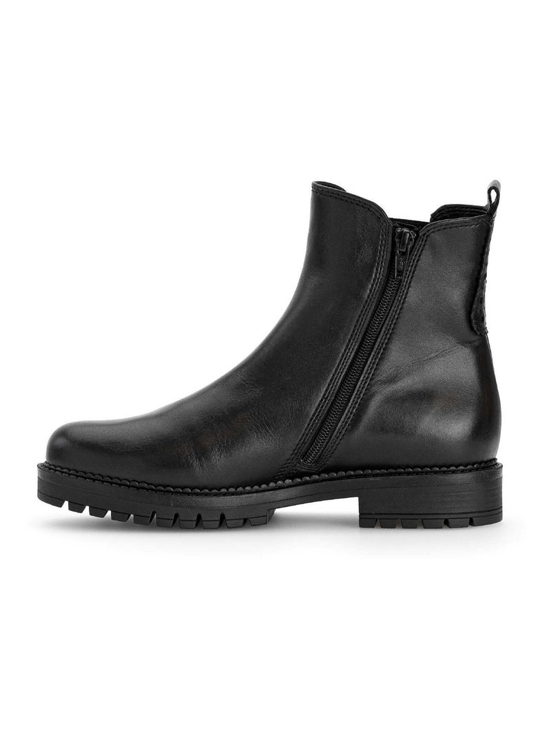 Bottines chelsea  en cuir lisse Noir - Kiabi