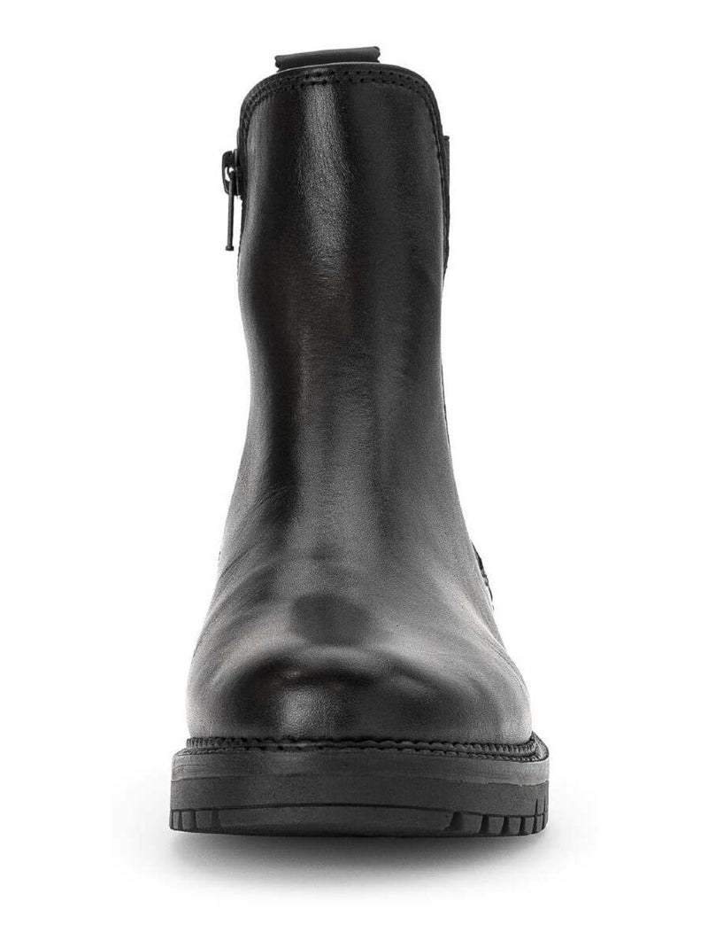 Bottines chelsea  en cuir lisse Noir - Kiabi