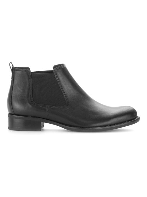 Bottines chelsea  en cuir lisse - Kiabi