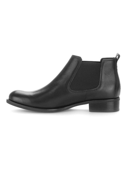 Bottines chelsea  en cuir lisse - Kiabi