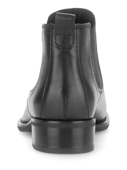 Bottines chelsea  en cuir lisse - Kiabi