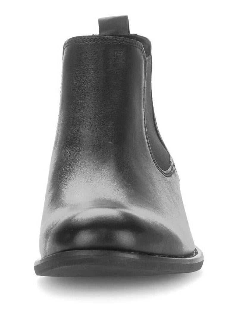 Bottines chelsea  en cuir lisse Noir - Kiabi