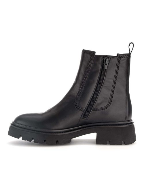 Bottines chelsea  en cuir lisse - Kiabi