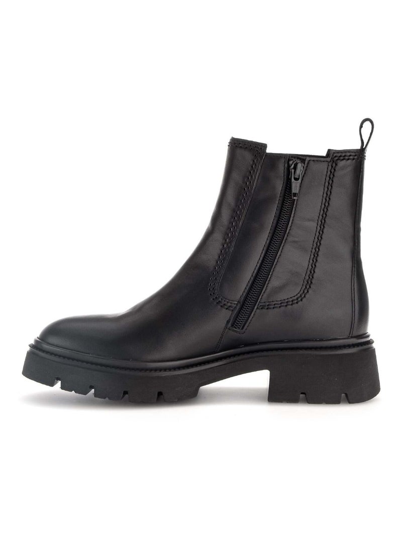 Bottines chelsea  en cuir lisse Noir - Kiabi