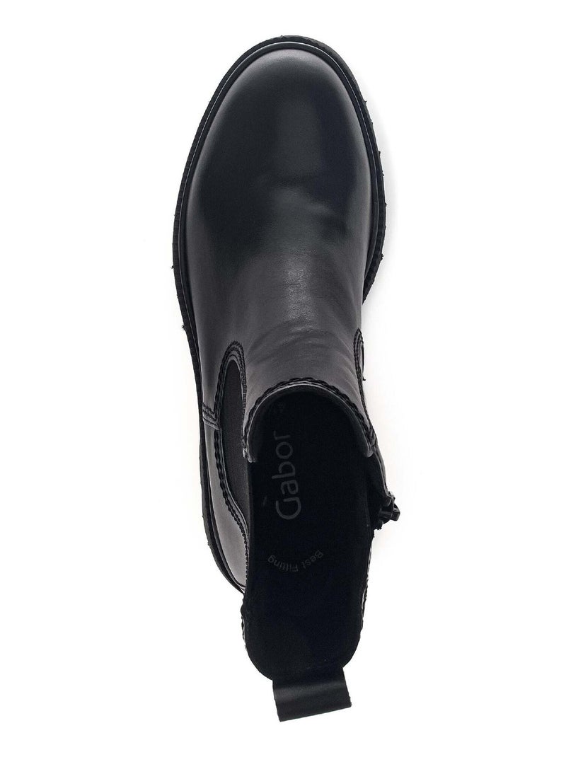 Bottines chelsea  en cuir lisse Noir - Kiabi