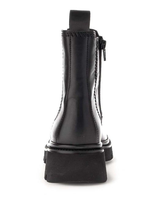 Bottines chelsea  en cuir lisse - Kiabi