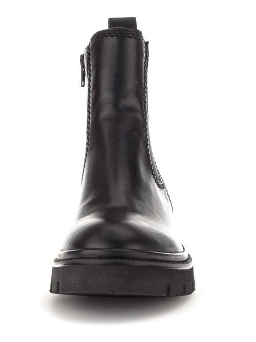 Bottines chelsea  en cuir lisse - Kiabi