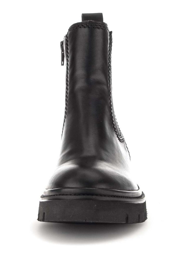 Bottines chelsea  en cuir lisse Noir - Kiabi