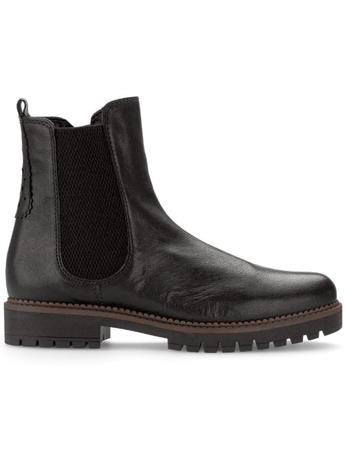 Bottines chelsea  en cuir lisse - Kiabi
