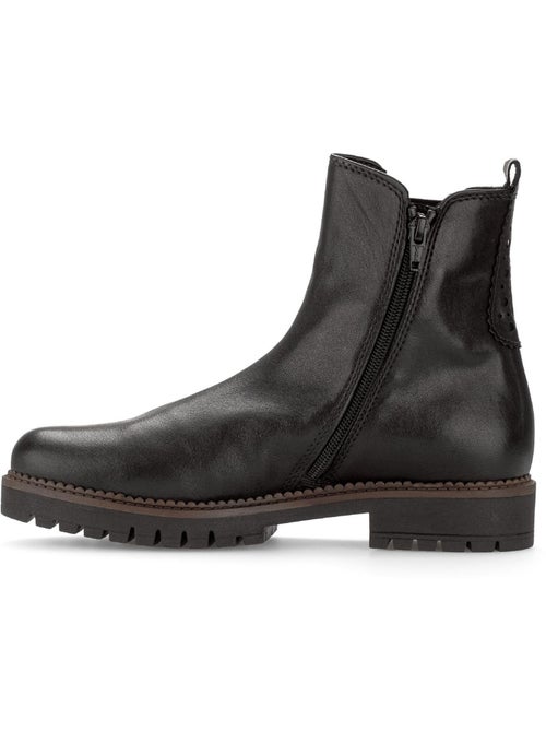 Bottines chelsea  en cuir lisse - Kiabi