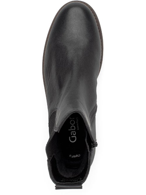 Bottines chelsea  en cuir lisse - Kiabi