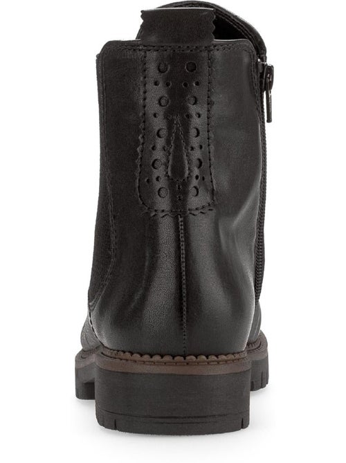 Bottines chelsea  en cuir lisse - Kiabi