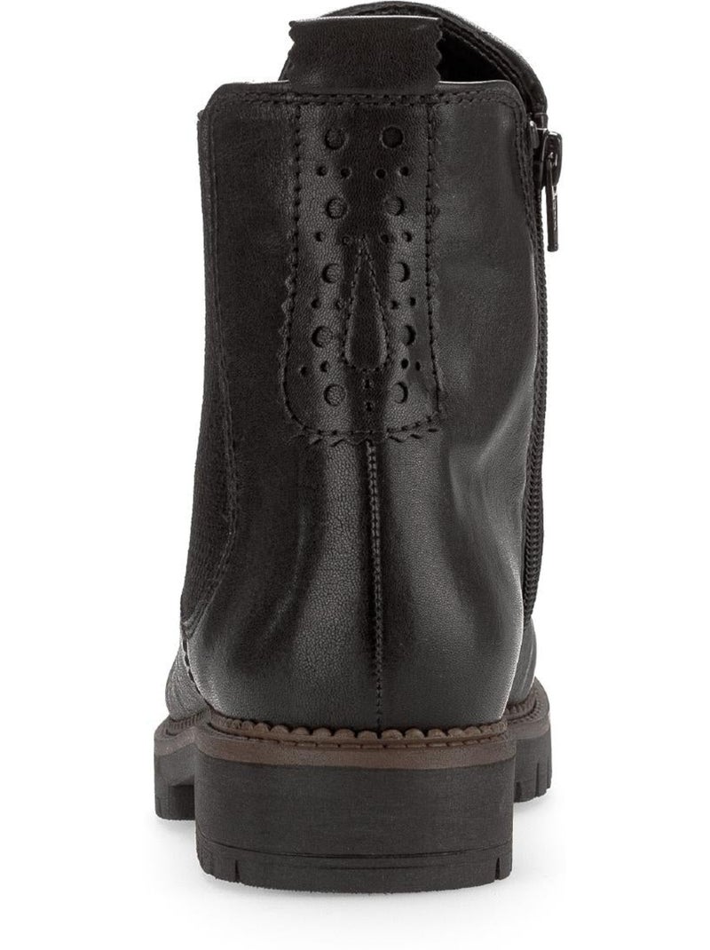 Bottines chelsea  en cuir lisse Noir - Kiabi