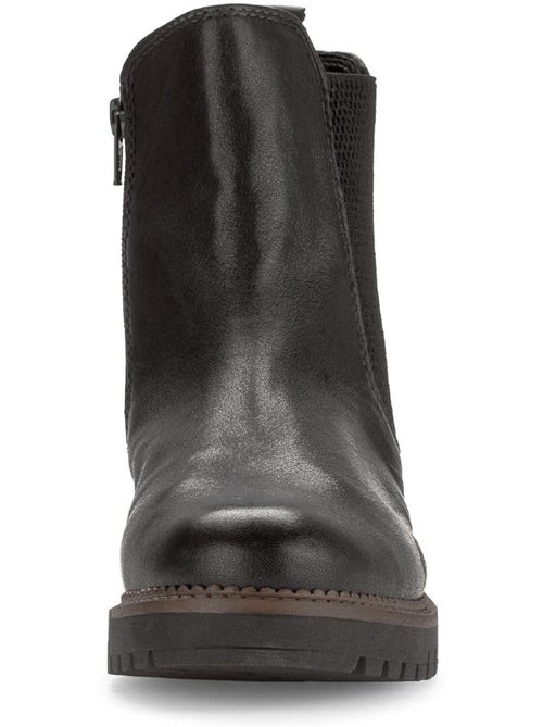 Bottines chelsea  en cuir lisse - Kiabi