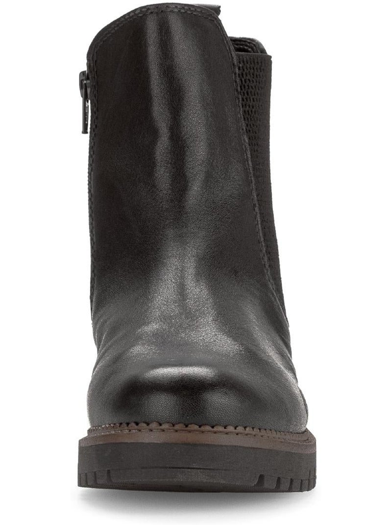 Bottines chelsea  en cuir lisse Noir - Kiabi
