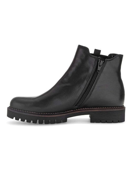 Bottines chelsea  en cuir lisse - Kiabi