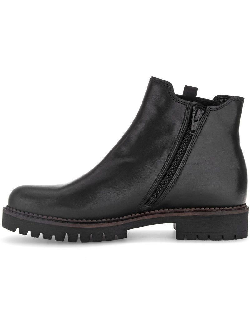 Bottines chelsea  en cuir lisse Noir - Kiabi