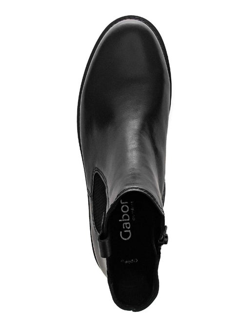 Bottines chelsea  en cuir lisse - Kiabi