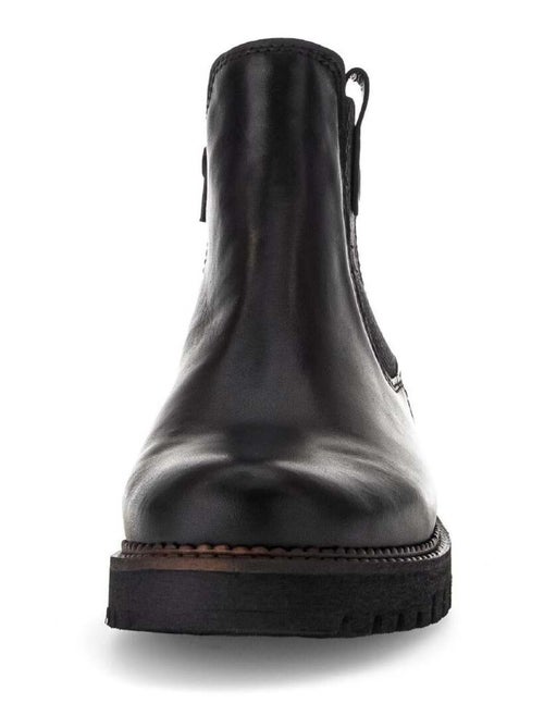 Bottines chelsea  en cuir lisse - Kiabi