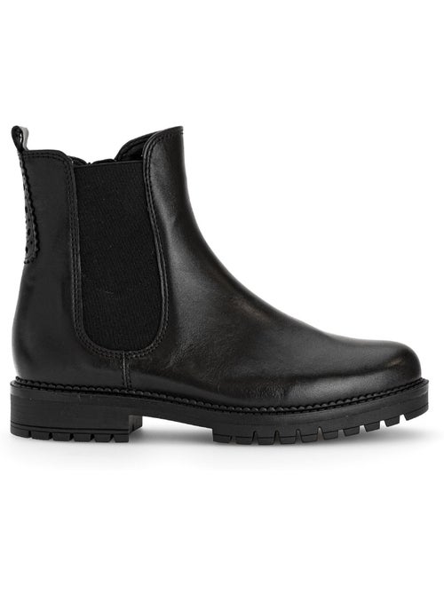 Bottines chelsea  en cuir lisse - Kiabi