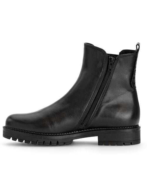 Bottines chelsea  en cuir lisse - Kiabi