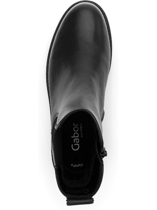 Bottines chelsea  en cuir lisse - Kiabi