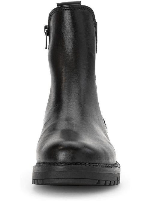 Bottines chelsea  en cuir lisse - Kiabi