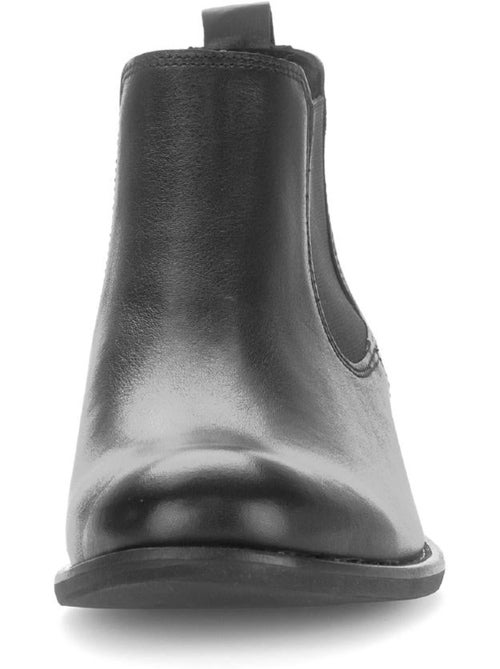 Bottines chelsea  en cuir lisse - Kiabi