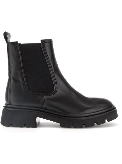 Bottines chelsea  en cuir lisse - Kiabi