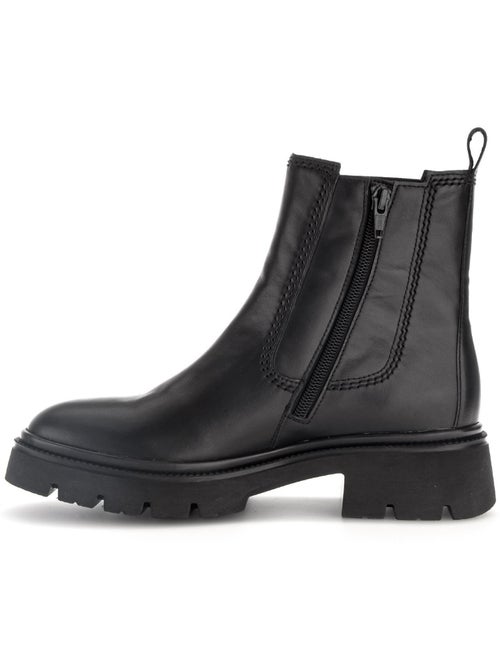 Bottines chelsea  en cuir lisse - Kiabi
