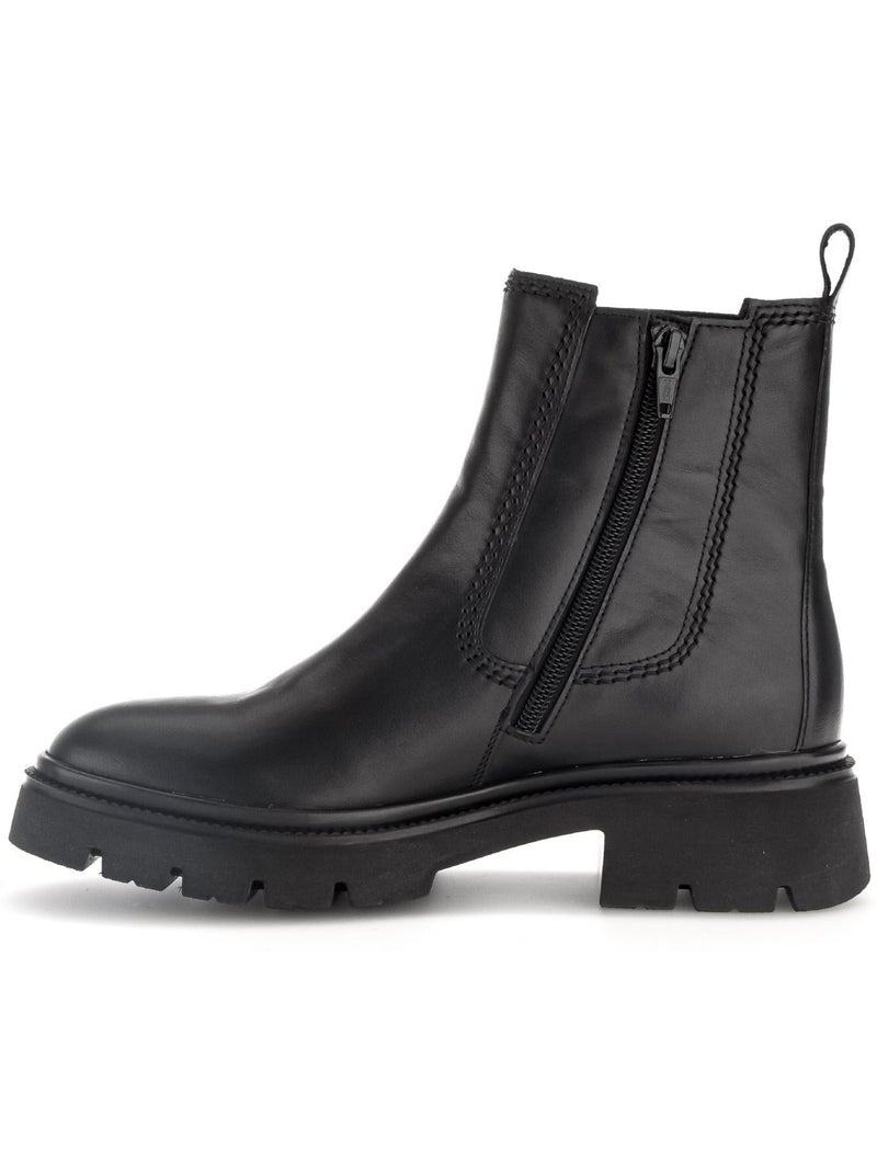 Bottines chelsea  en cuir lisse Noir Noir - Kiabi